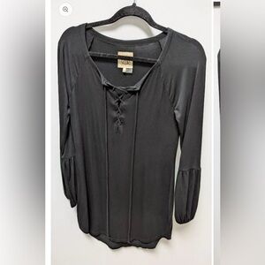 Chaser Black Lace-Up Long Sleeve Top